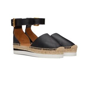 See By Chloe Black Leather Espadrilles